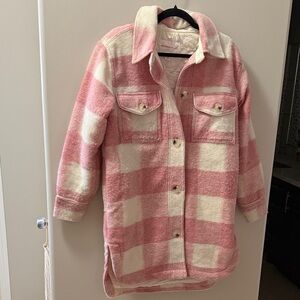 Joe Fresh Pink and White Plaid Jacket